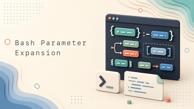 Bash parameter expansion syntax examples in a Linux terminal