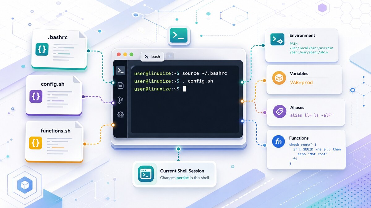 source command linux: execute scripts and load... Bash source Command: Load Scripts and Variables | Linuxize