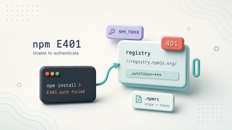 Fixing the npm E401 unable to authenticate error