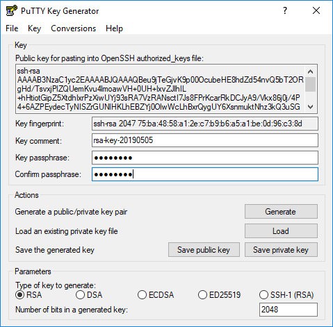 Passphrase PuTTYgen