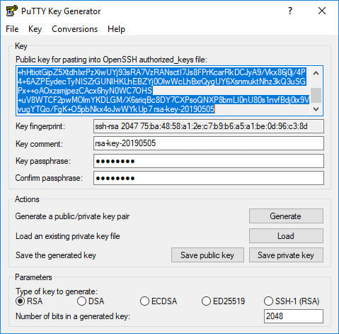 Puttygen generate ssh key windows 7