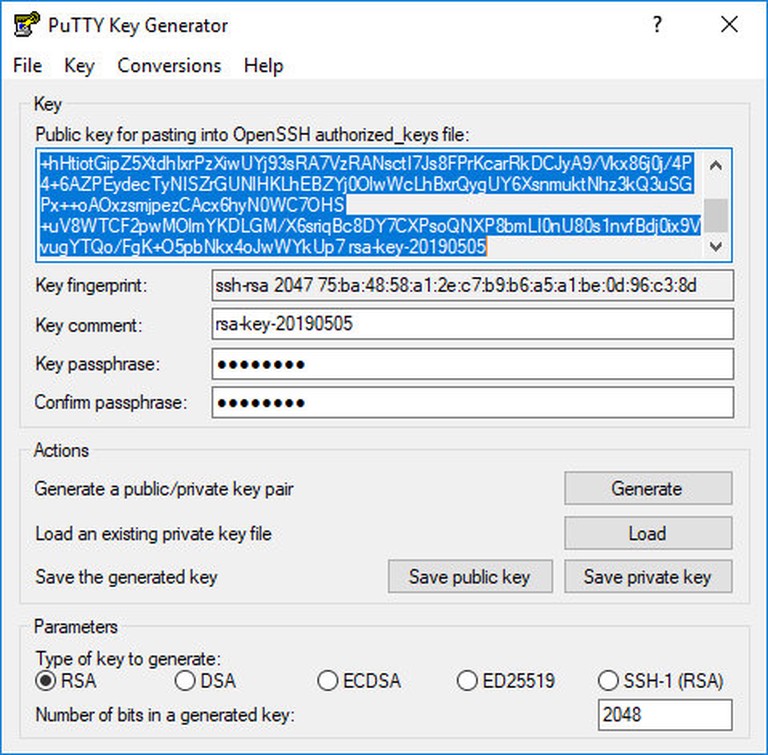 Public Key PuTTYgen