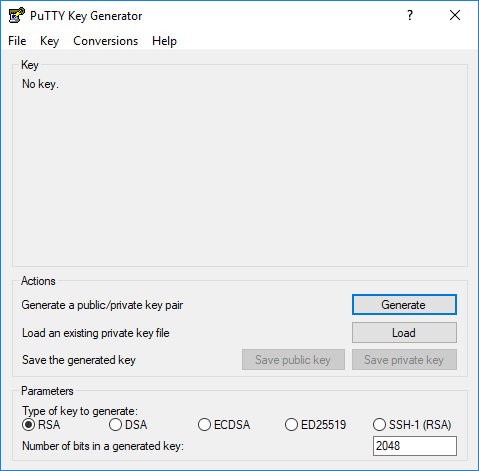 Start the PuTTYgen tool