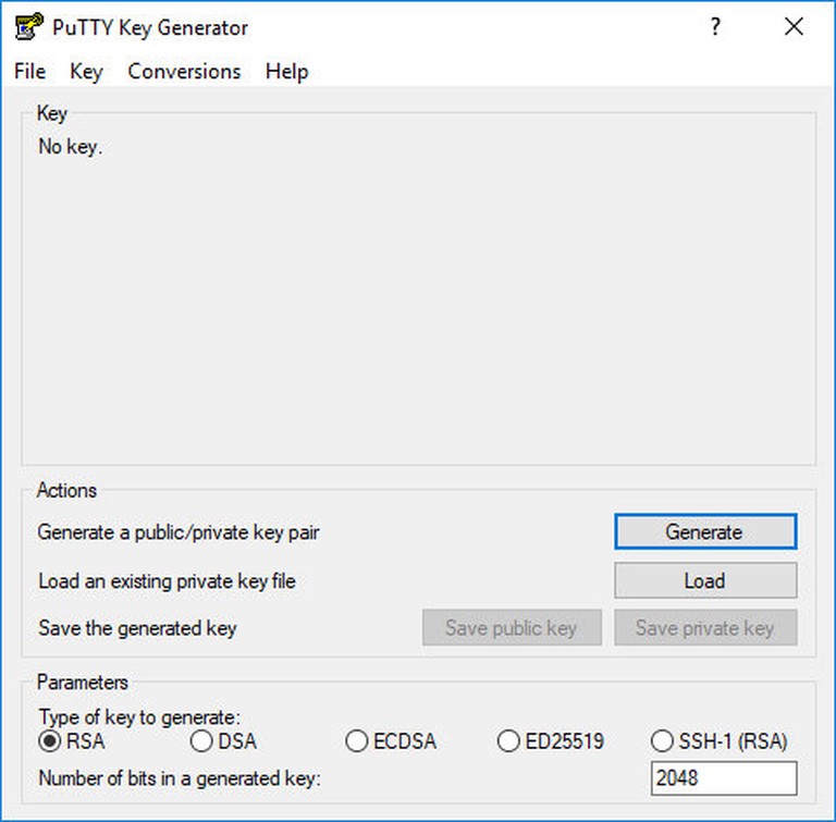 Start the PuTTYgen tool