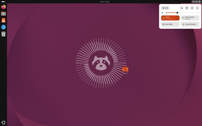 Ubuntu quick settings menu