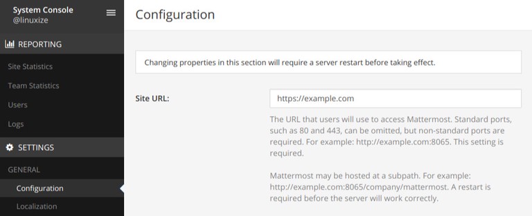 Mattermost Site URL