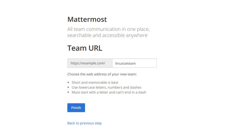 Mattermost team URL