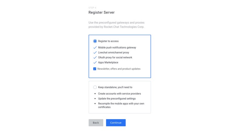 Rocket.Chat Setup Wizard - Step 4