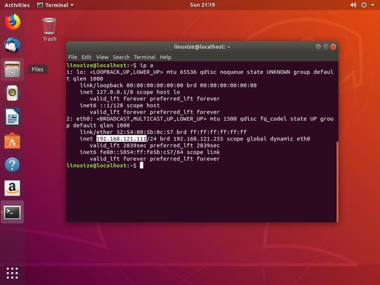 ubuntu find ip address