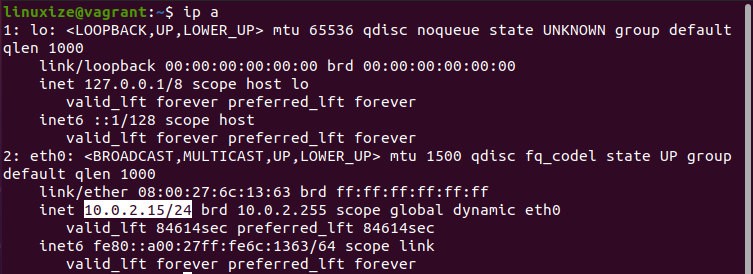 ubuntu find ip address