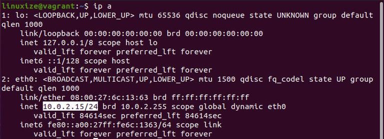 ubuntu find ip address