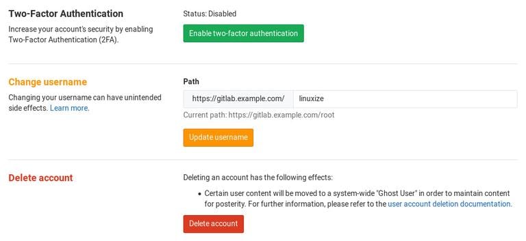 GitLab change Username