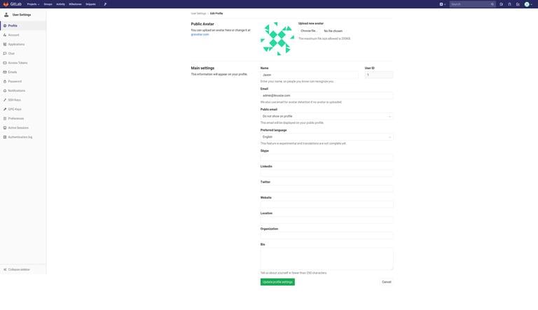 GitLab Profile page