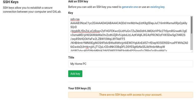 GitLab add SSH Key