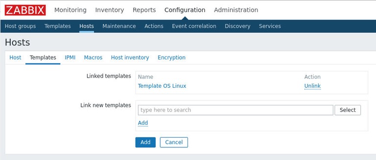 Zabbix hosts templates