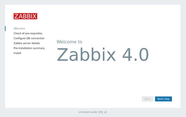 Zabbix Welcome Screen