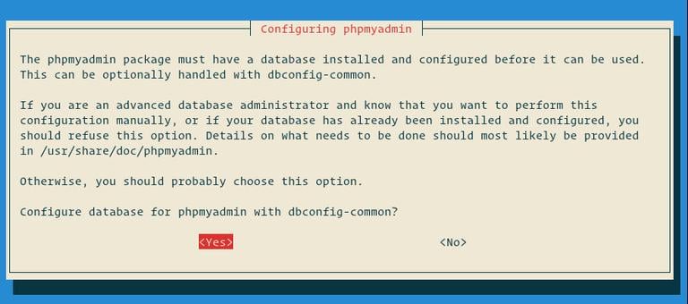configuring phpmyadmin database