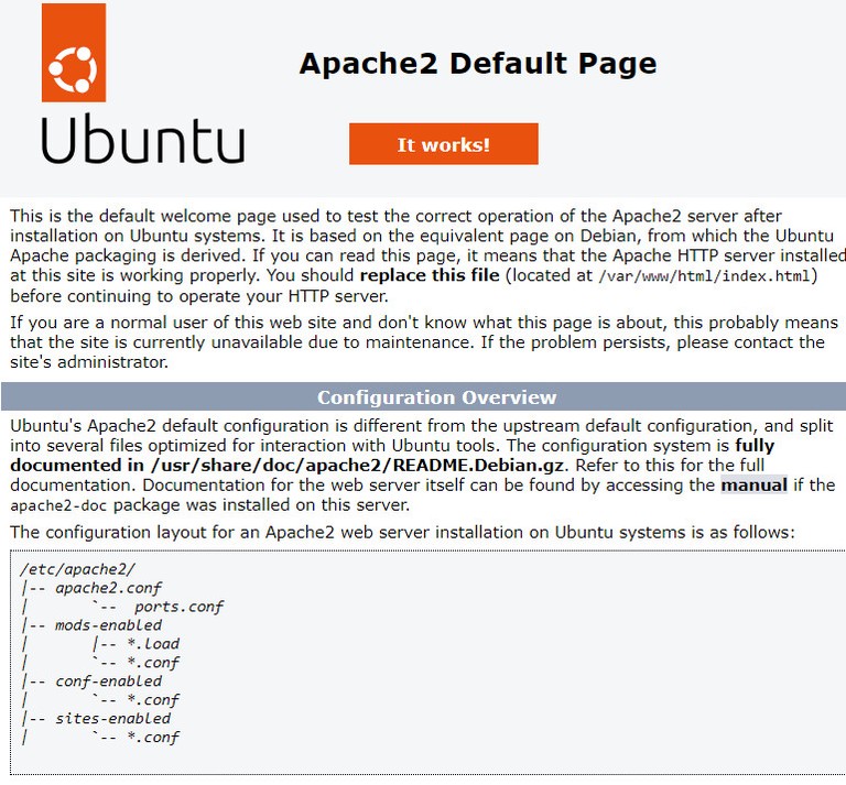 Apache welcome page