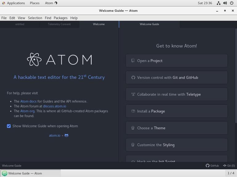 CentOS Atom Text Editor