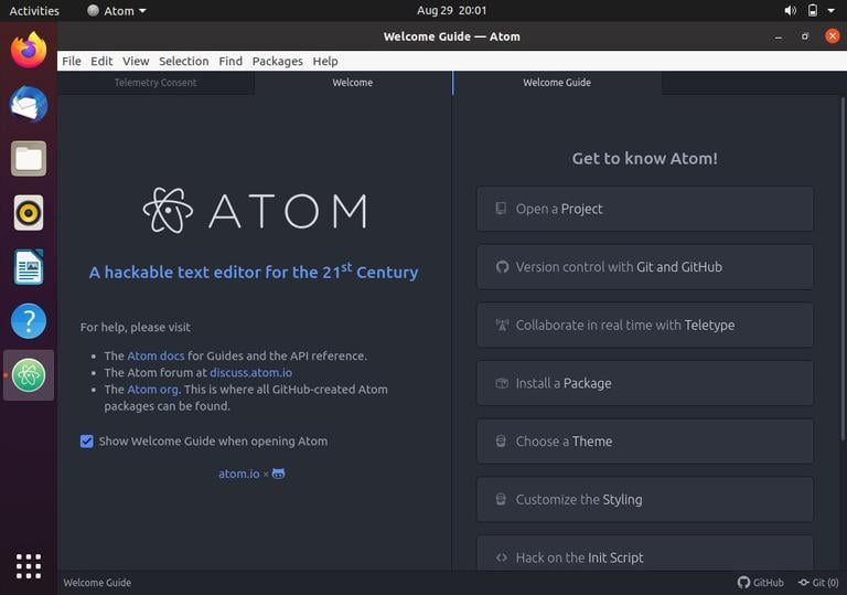 Ubuntu Atom Text Editor