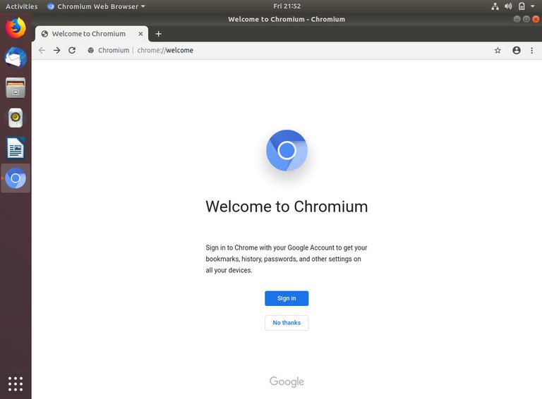 Ubuntu Chromium Welcome Page