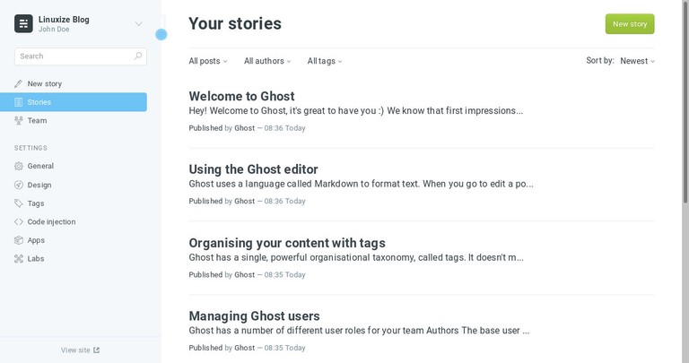 Ghost Dashboard