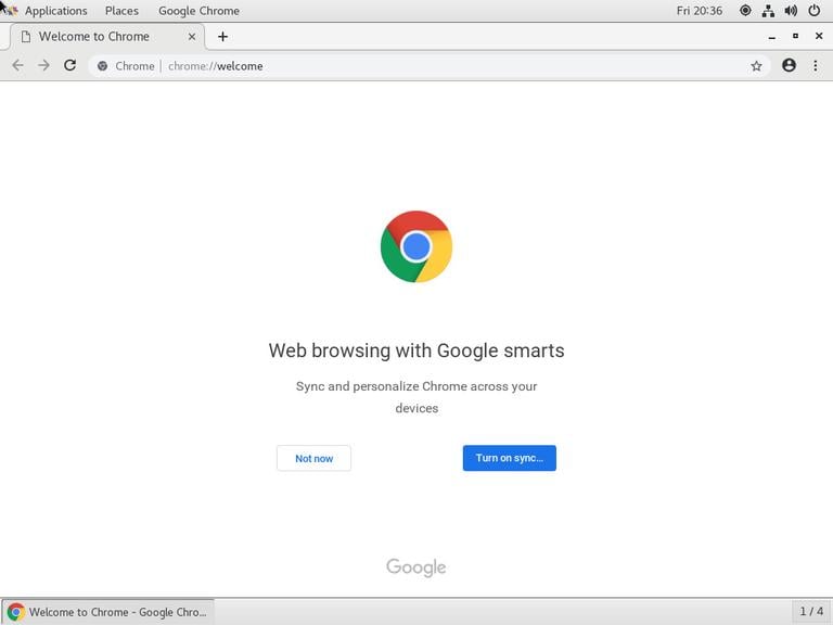 CentOS Google Chrome Welcome Page