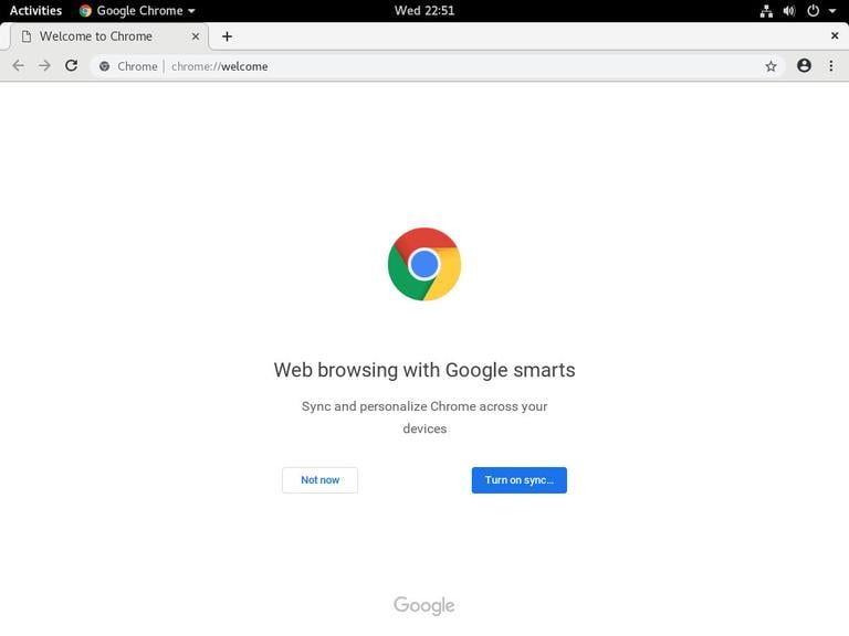 Debian Google Chrome Welcome Page