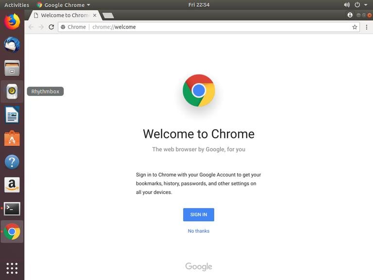 Ubuntu Google Chrome Welcome Page