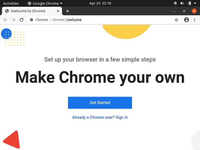 Ubuntu Google Chrome Welcome Page