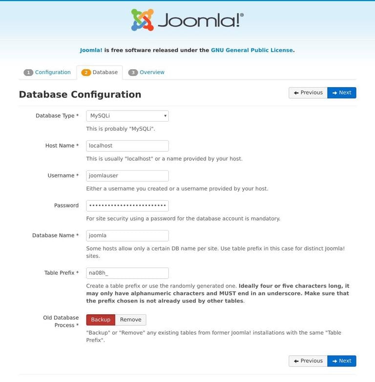 Install Joomla Database