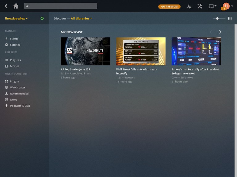 Plex Media Server Dashboard