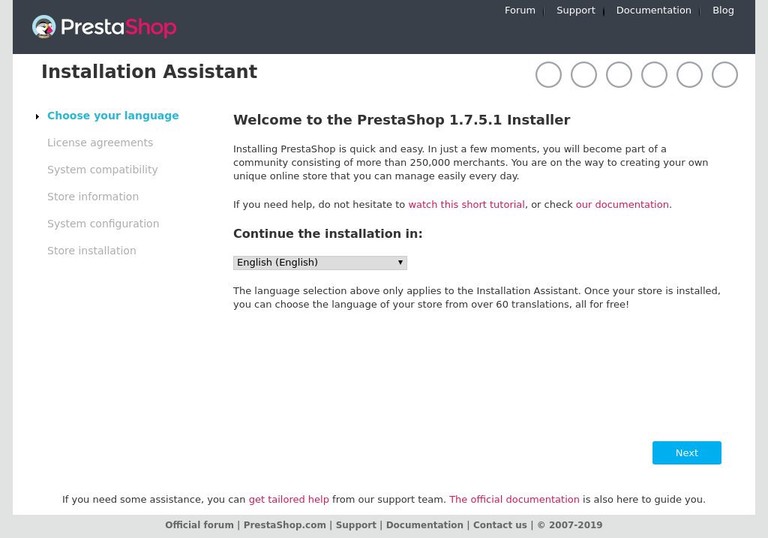 Install PrestaShop language
