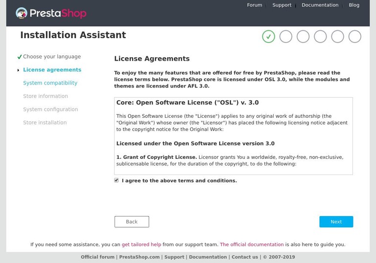 Install PrestaShop licence