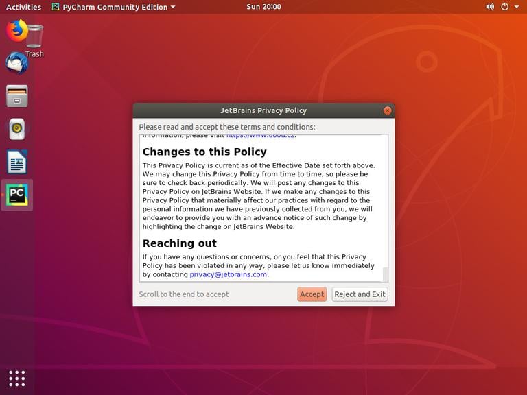 Ubuntu PyCharm Privacy