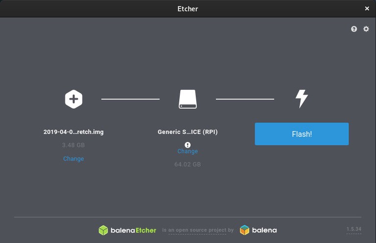 Etcher Raspbian