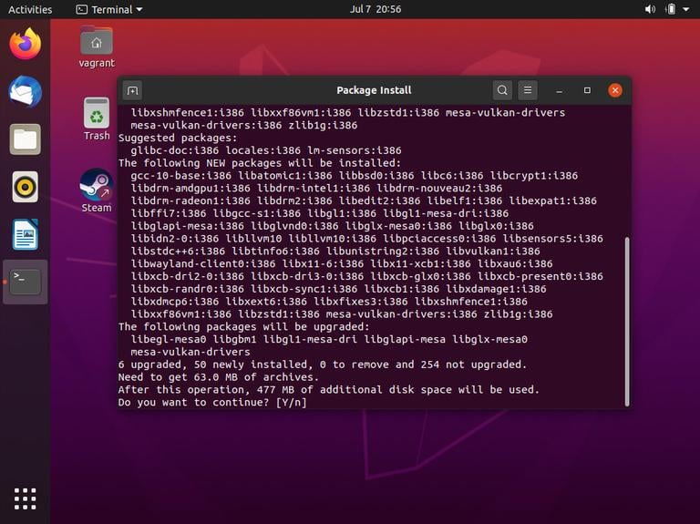 Ubuntu Steam Install Packages