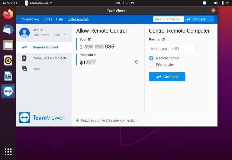 Ubuntu TeamViewer Remote Control