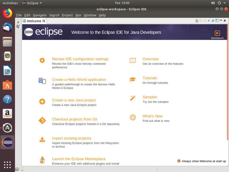 Ubuntu Eclipse Welcome