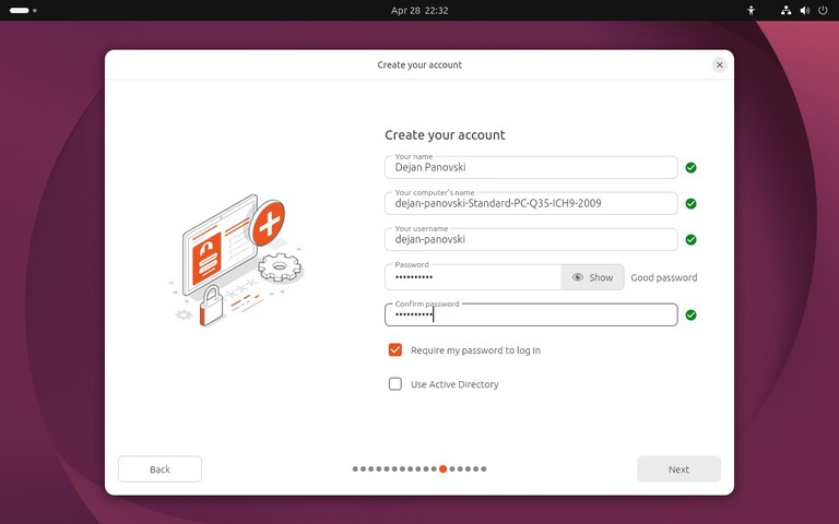 Ubuntu 26.04 installer user account creation screen
