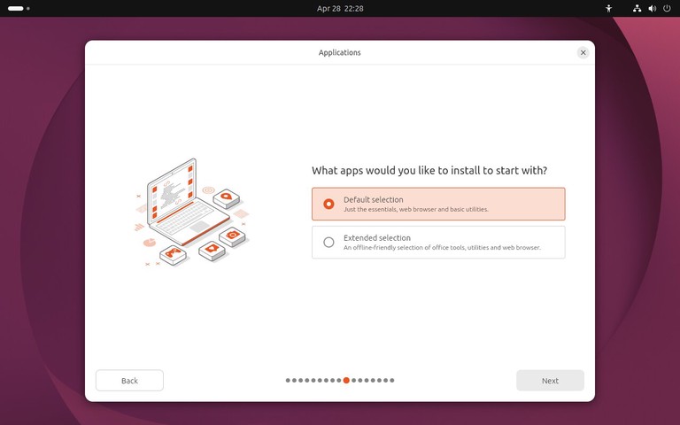 Ubuntu 26.04 installer apps selection screen