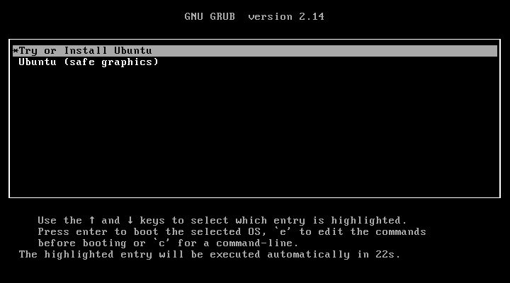 Ubuntu 26.04 boot menu with Try or Install Ubuntu selected