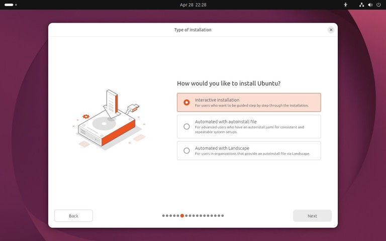 Ubuntu 26.04 installer interactive installation screen