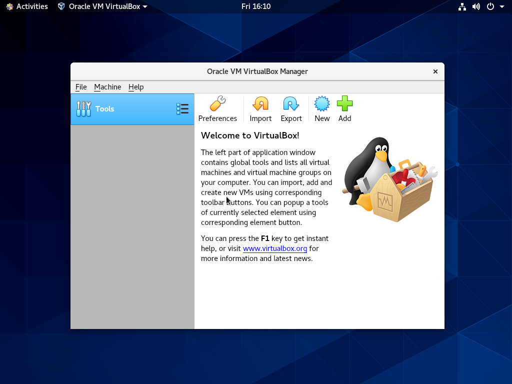 virtualbox linux image centos