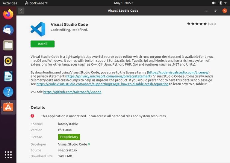 visual studio code ubuntu 20.04 download