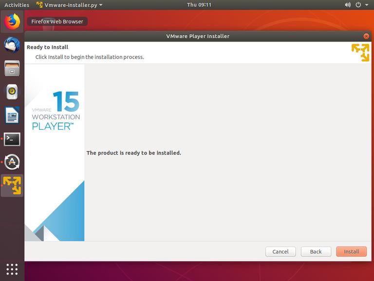 ubuntu vmware accept license