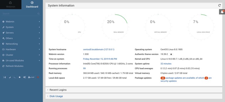 Webmin Dashboard