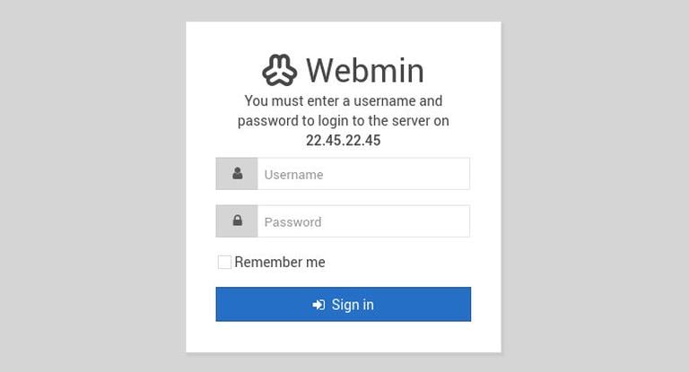 Webmin Login Form