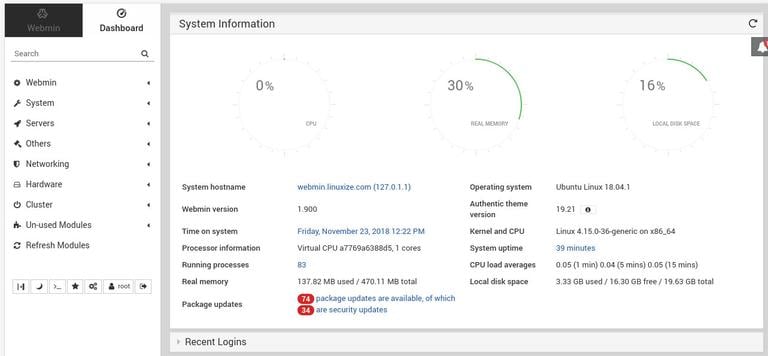 Webmin Dashboard