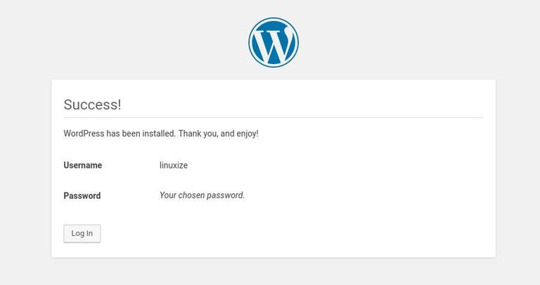 Install wordpress completed